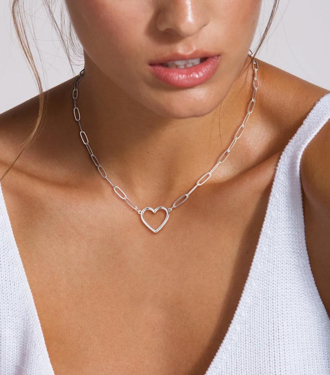Open-Heart Link Chain Necklace