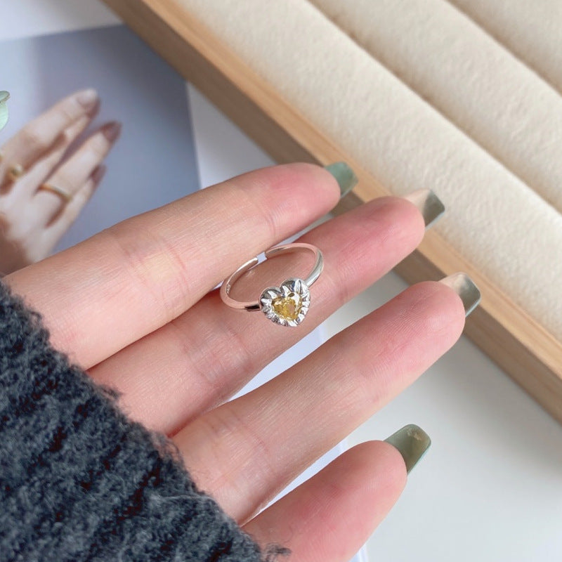 Sunlit Heart Sterling Silver Ring