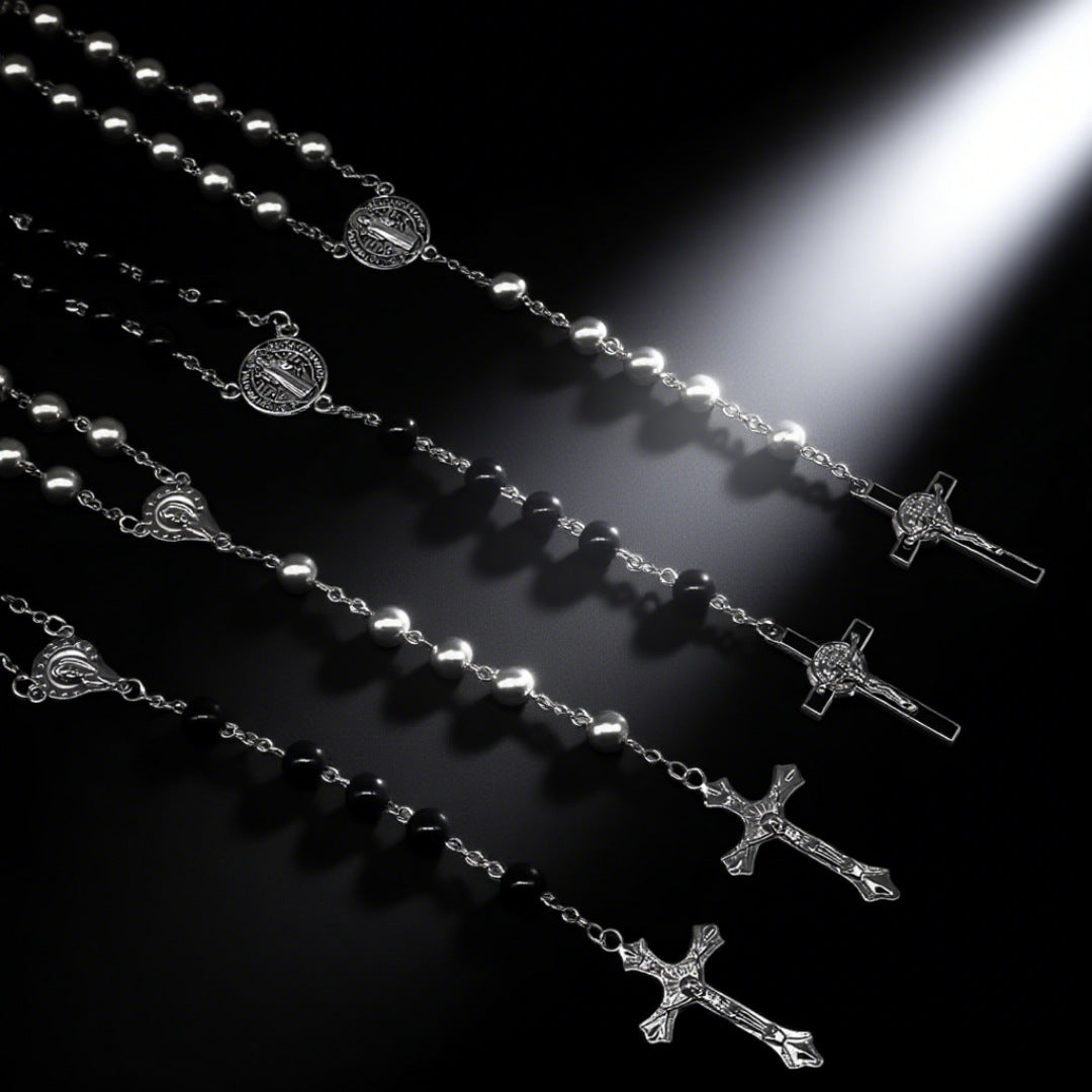 Classic Beaded Cross Pendant Necklace