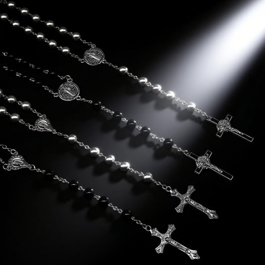 Classic Beaded Cross Pendant Necklace