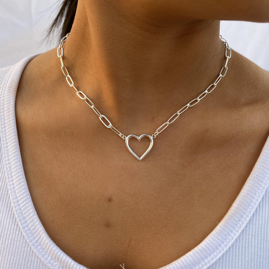 Open-Heart Link Chain Necklace