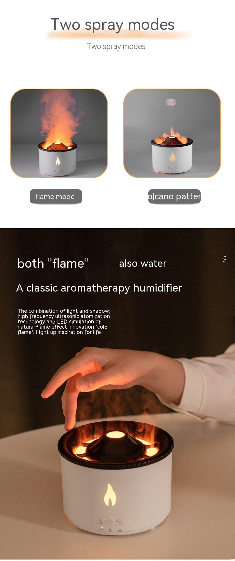 Two-color Spray Ring Volcano Humidifier