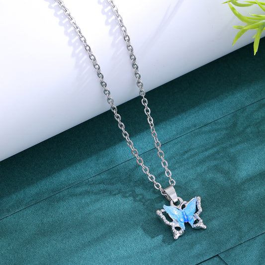 Three-dimensional Blue Butterfly Necklace