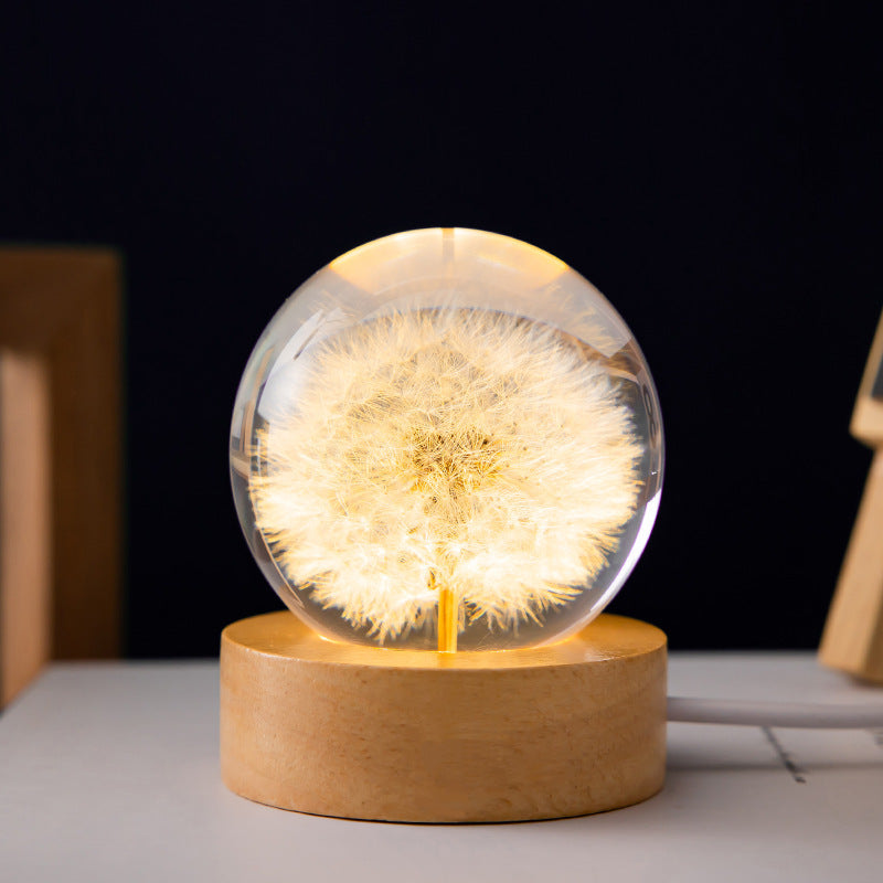 Luminous 3D Dandelion Crystal Ball