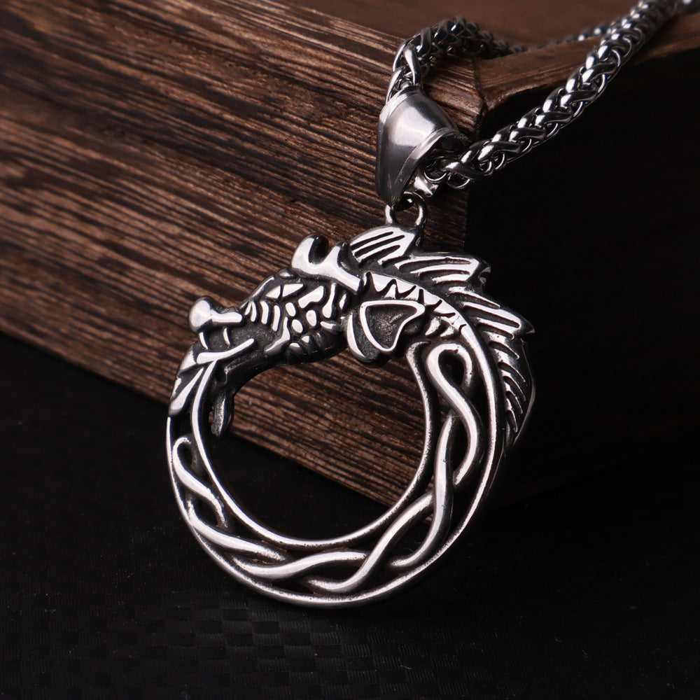 Nordic Dragon Ouroboros Necklace