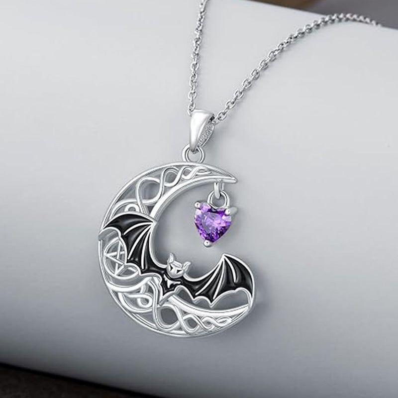 Moonlit Bat Charm Necklace