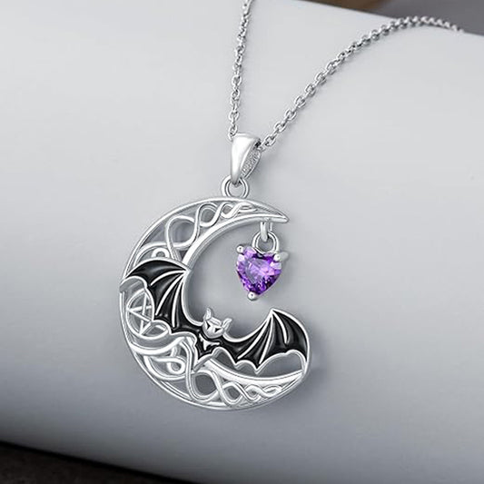 Moonlit Bat Charm Necklace