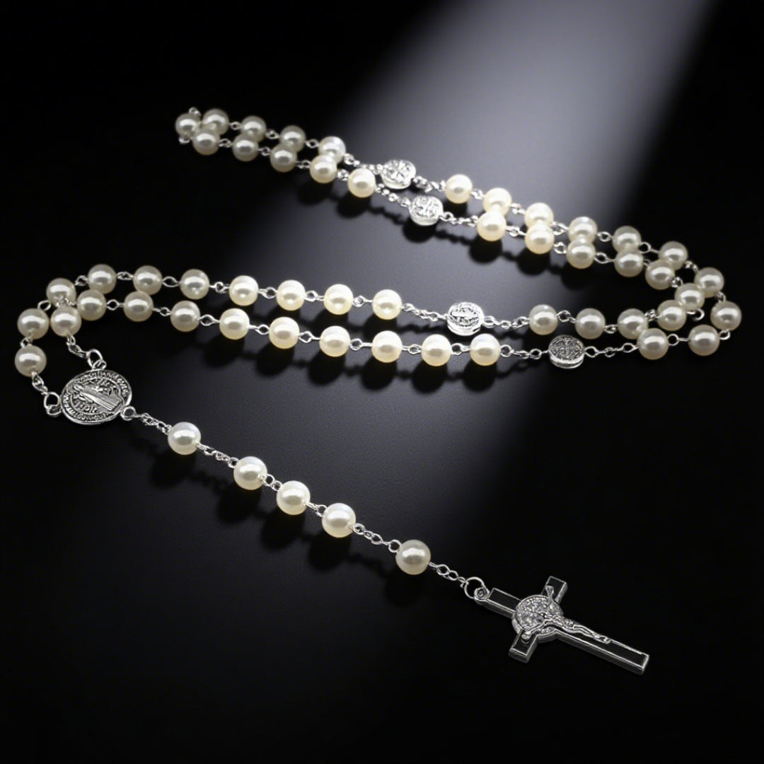 Classic Beaded Cross Pendant Necklace