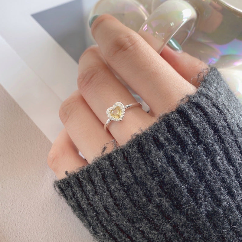 Sunlit Heart Sterling Silver Ring