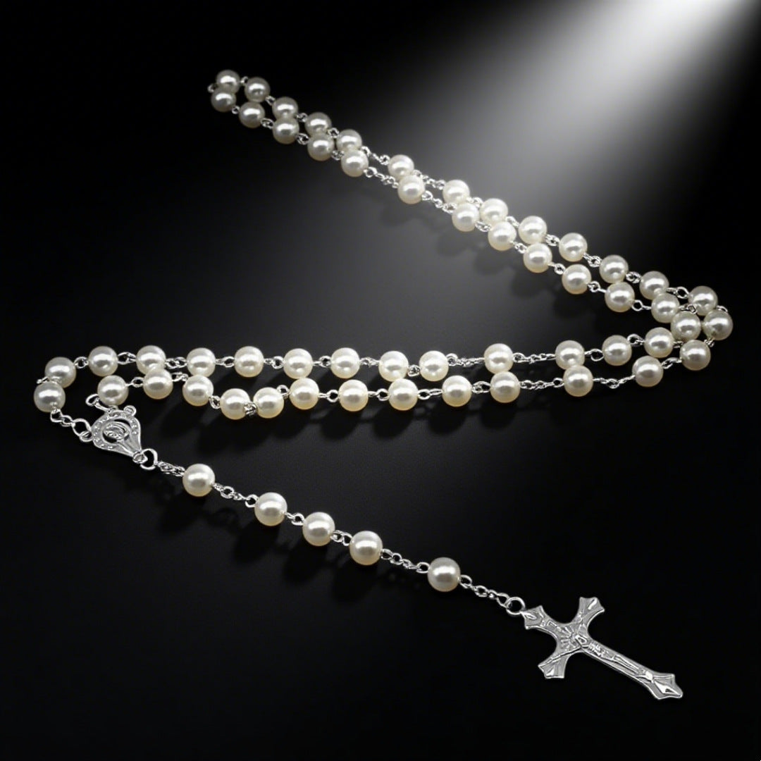 Classic Beaded Cross Pendant Necklace