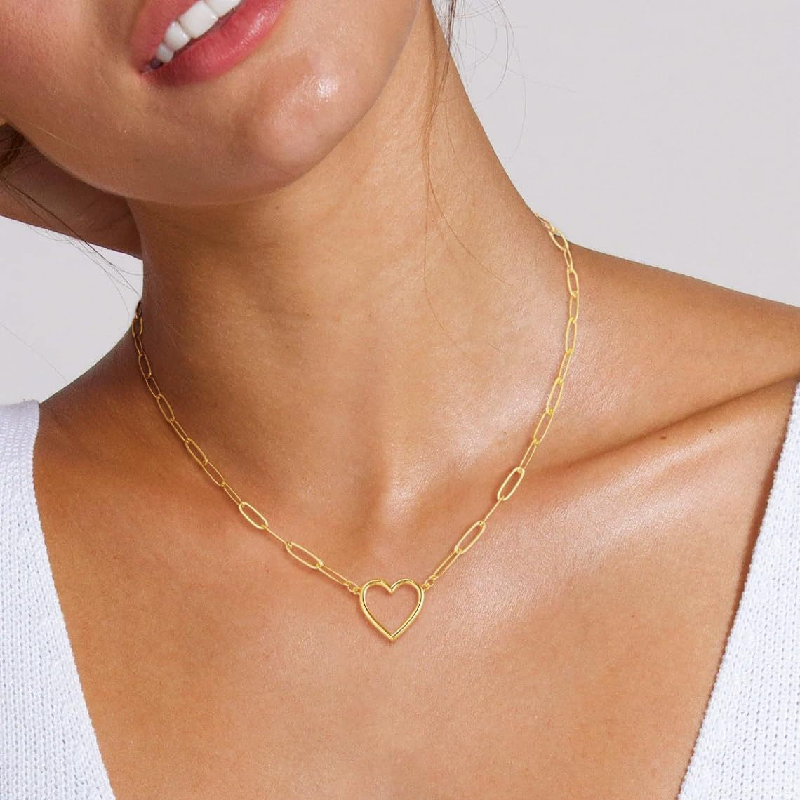Open-Heart Link Chain Necklace