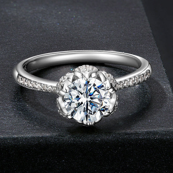 Moissanite Flower Ring