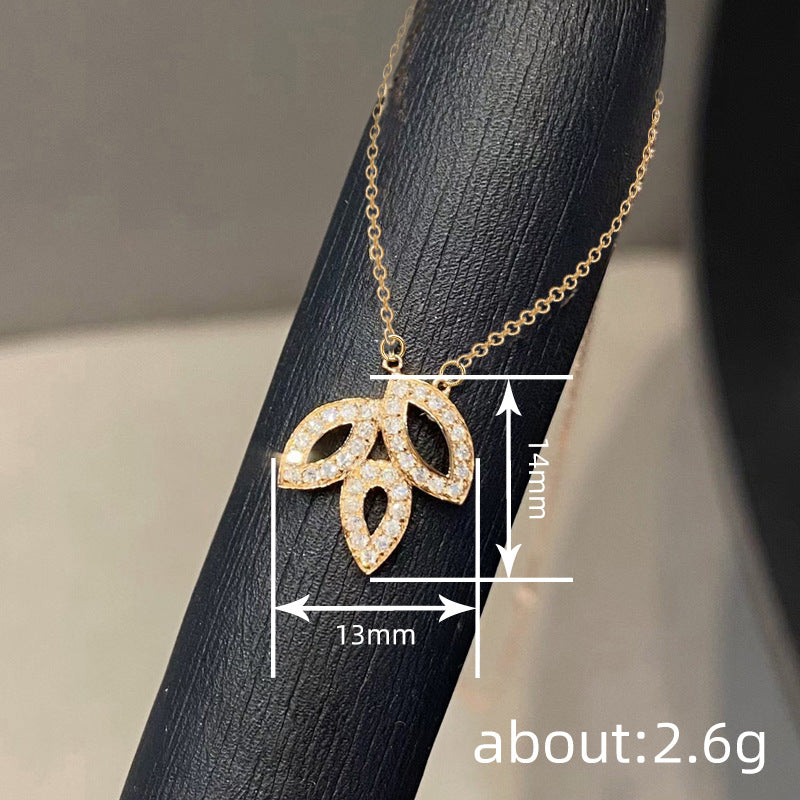 Delicate Triple Leaf Sparkle Necklace