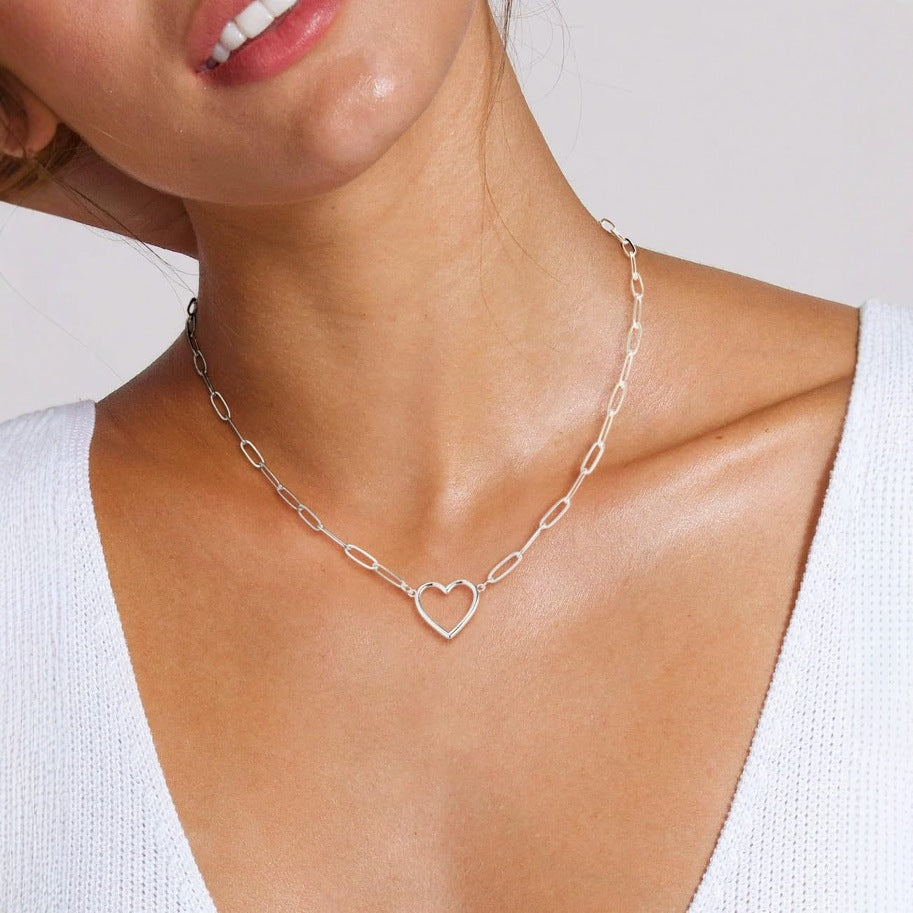 Open-Heart Link Chain Necklace