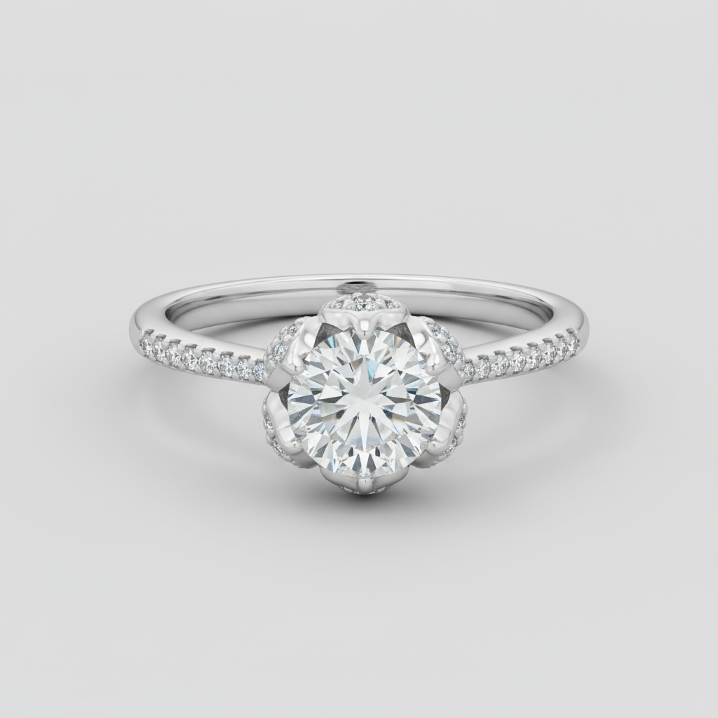 Moissanite Flower Ring