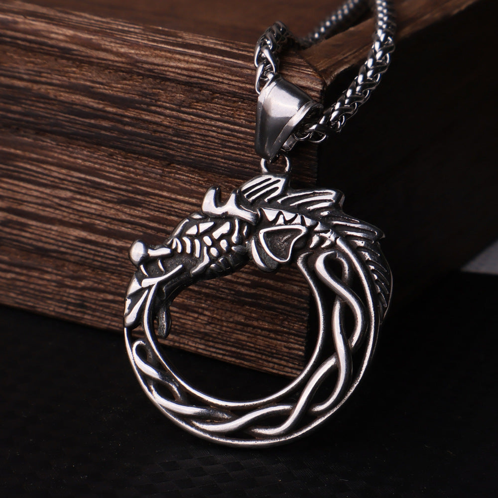 Nordic Dragon Ouroboros Necklace