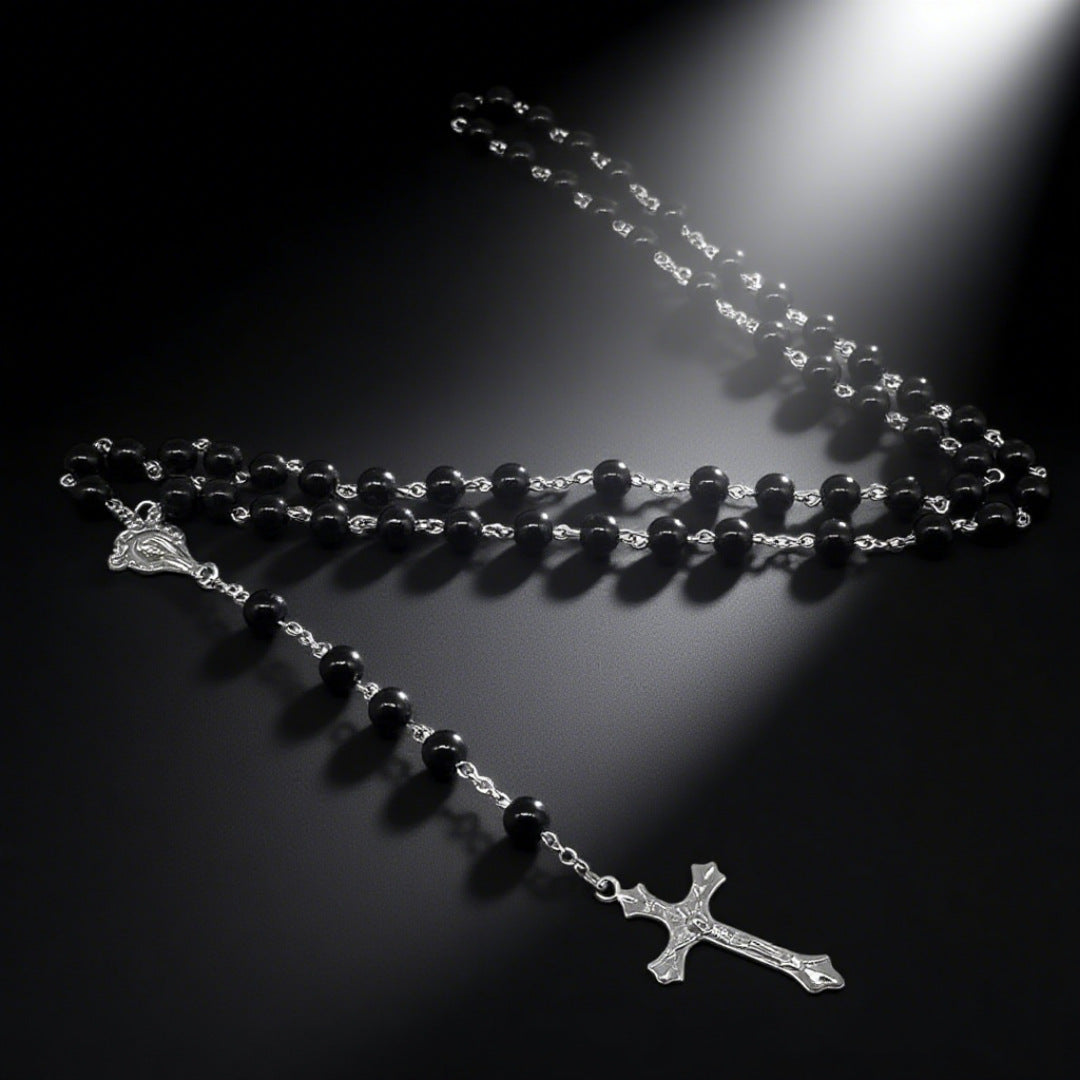 Classic Beaded Cross Pendant Necklace