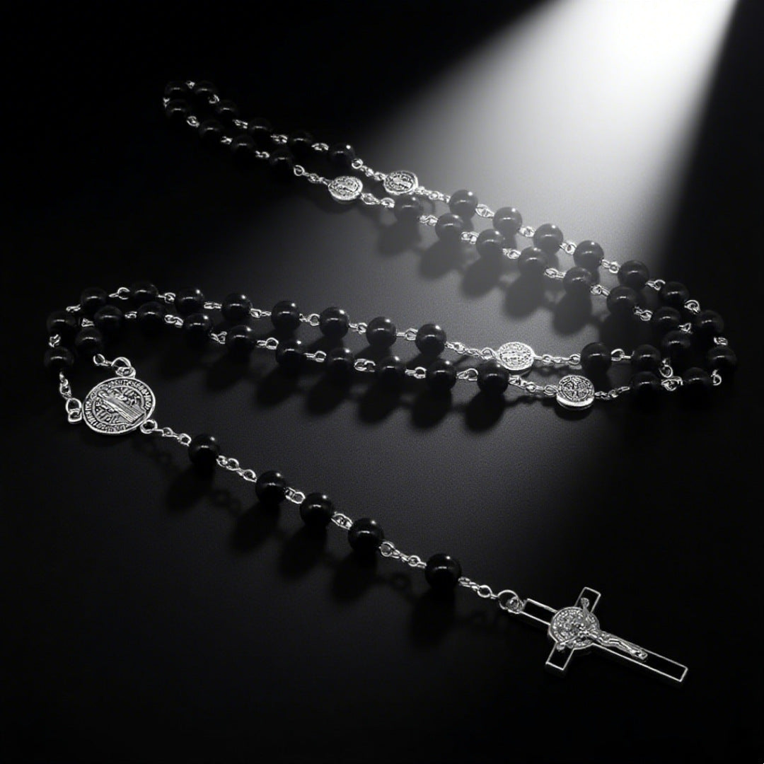 Classic Beaded Cross Pendant Necklace