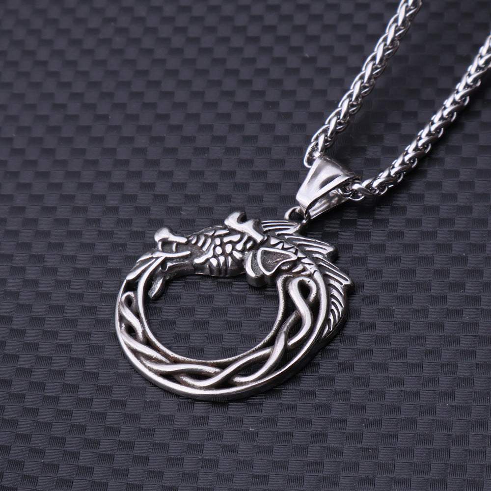Nordic Dragon Ouroboros Necklace