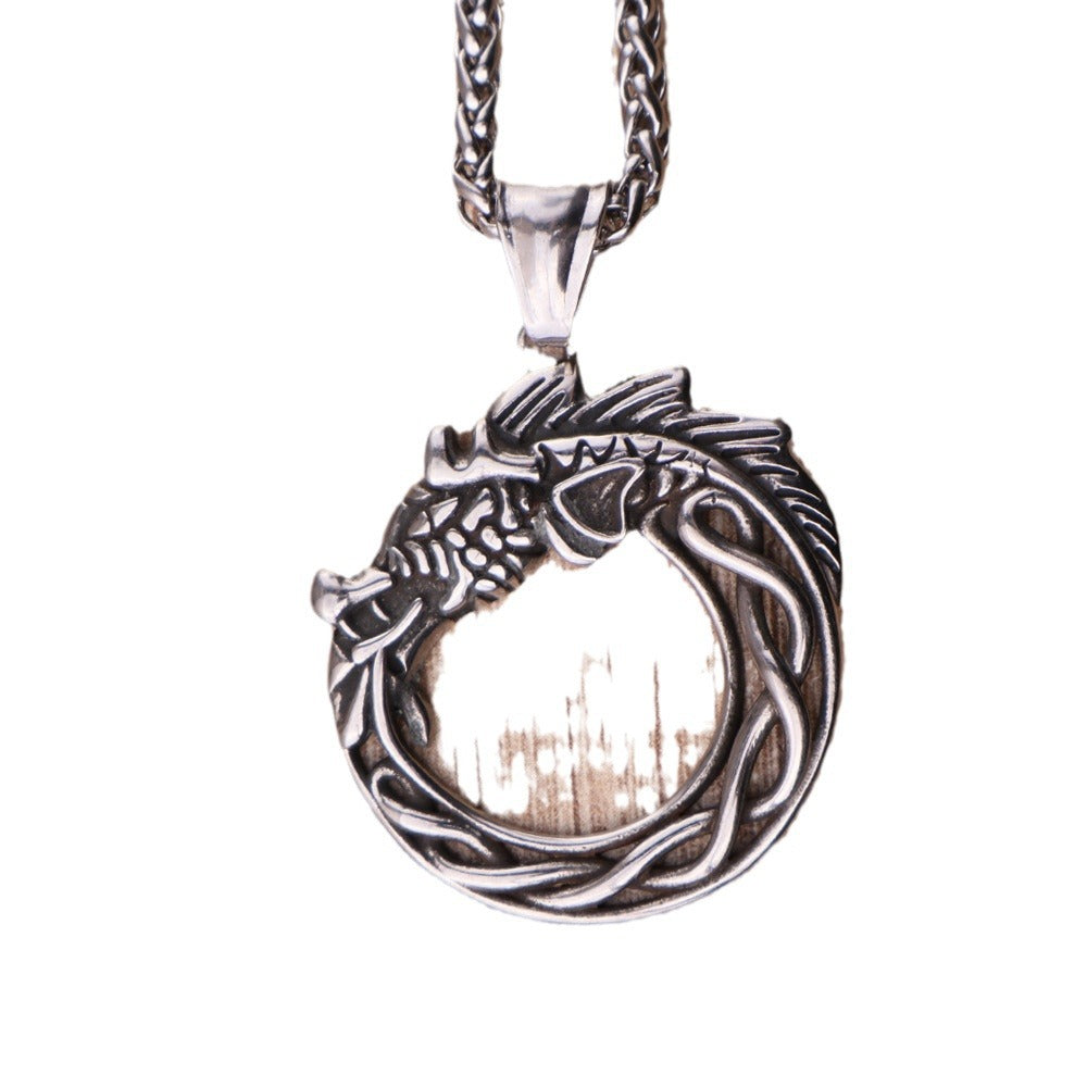 Nordic Dragon Ouroboros Necklace