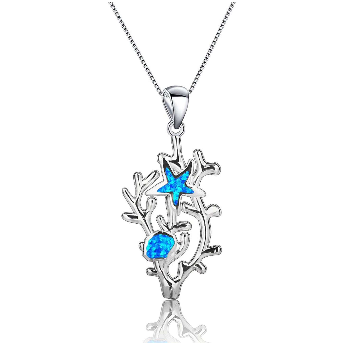 Blue Opal Sea Bloom Pendant Necklace