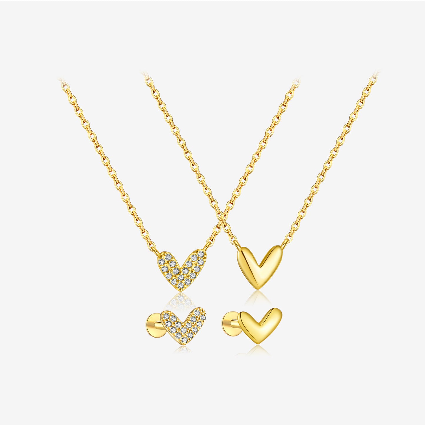 Golden Pulse Heart  Necklace & Earrings