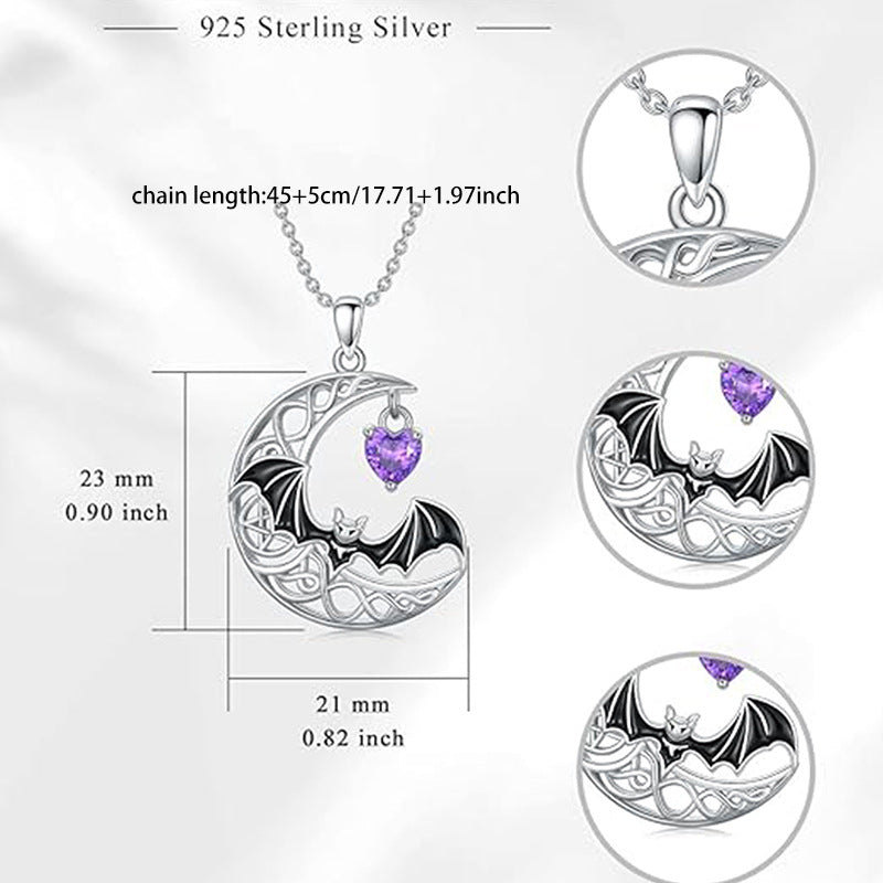 Moonlit Bat Charm Necklace