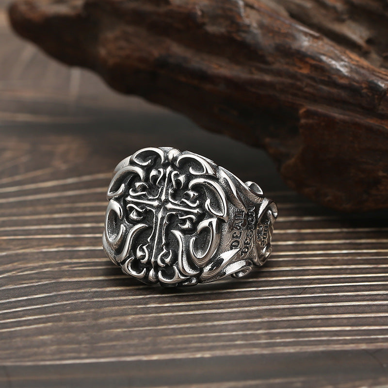 Sanctus Ornate Cross Ring