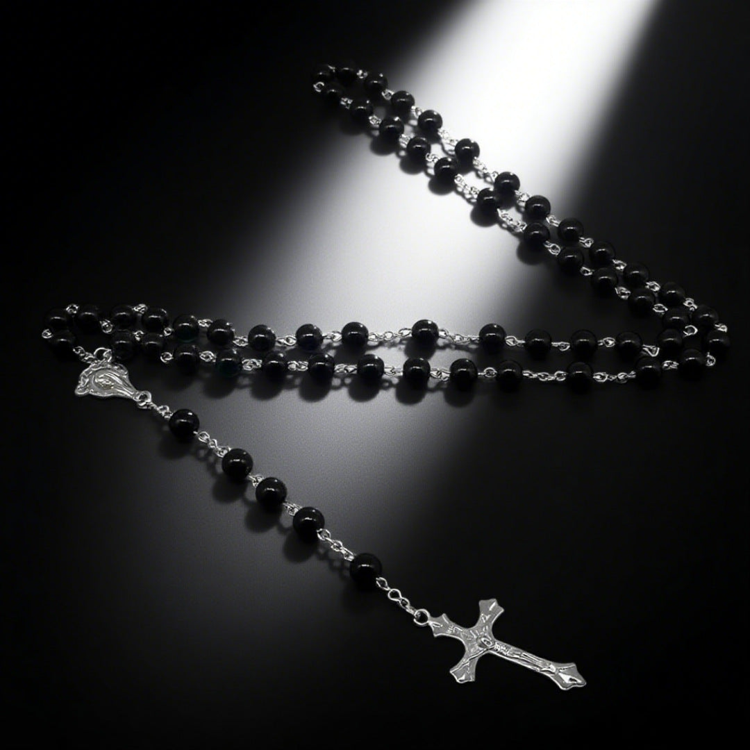 Classic Beaded Cross Pendant Necklace