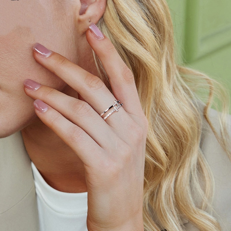 Sterling Silver Double Cross Ring