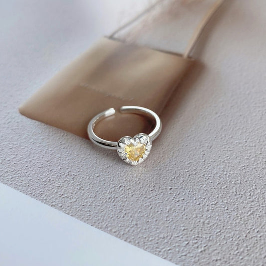 Sunlit Heart Sterling Silver Ring