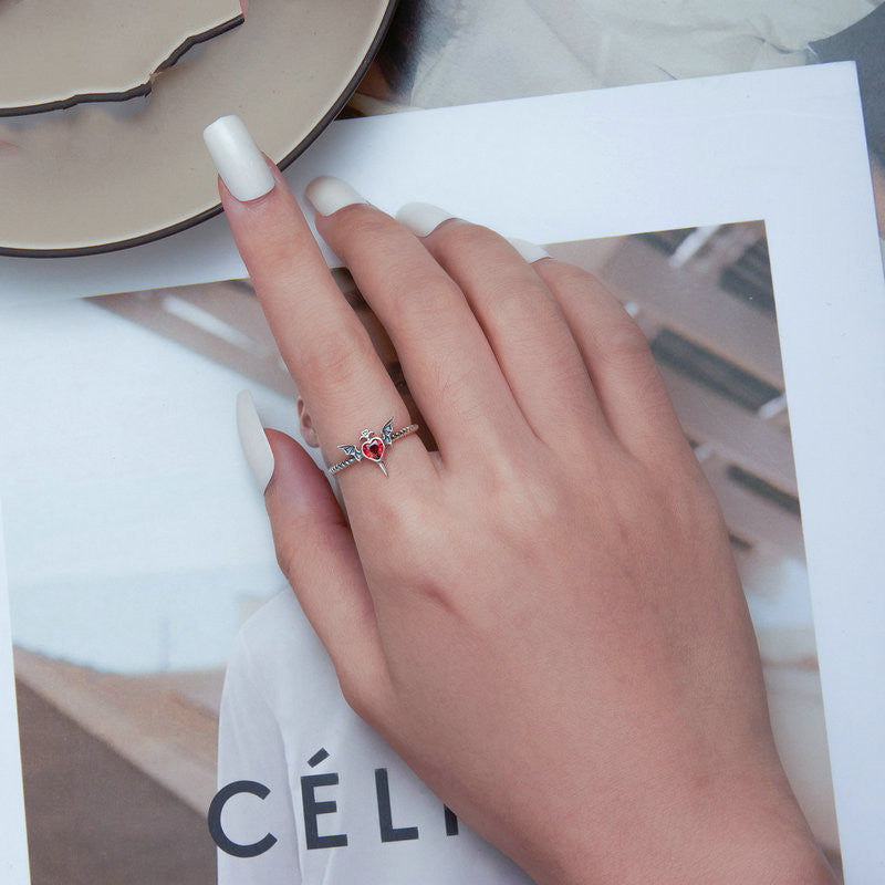 Dark Wind Wings Silver Ring